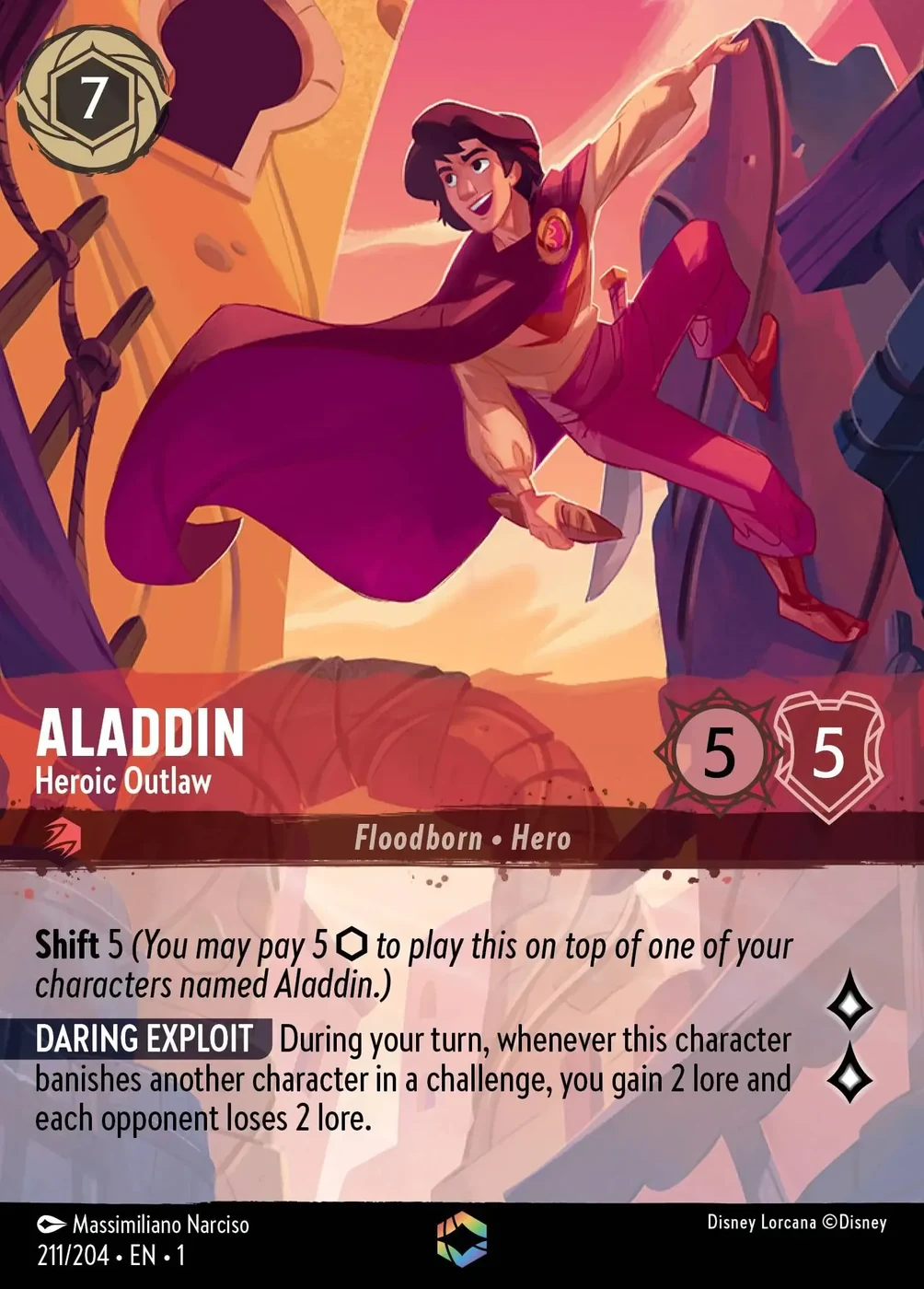 Aladdin, official Lorcana Enchanted card art