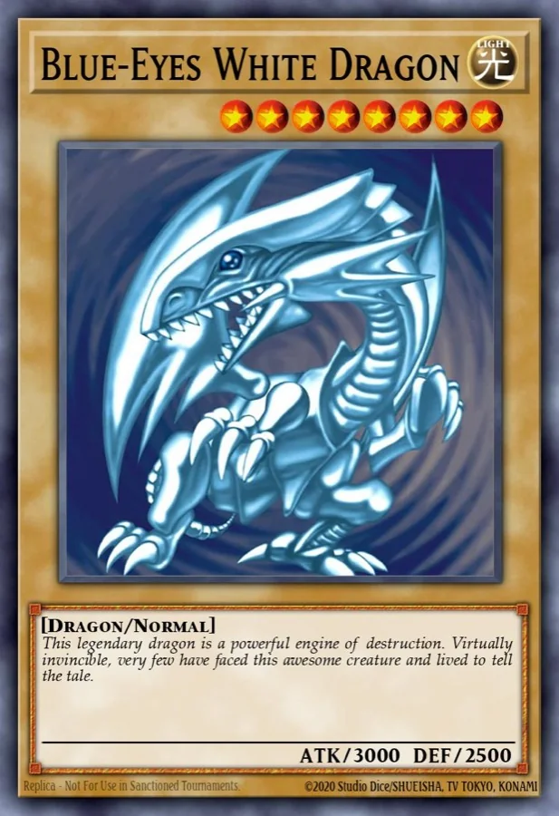 Blue-Eyes White Dragon, official card art