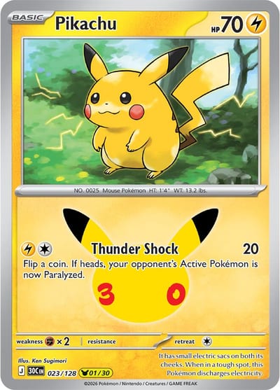 Pikachu - 023/128 - ME: 30th Celebration Nm