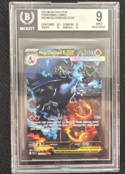 2025 MEGA EVOLUTION PHANTASMAL FLAMES #125 MEGA CHARIZARD EX SIR (Slab BGS 9)