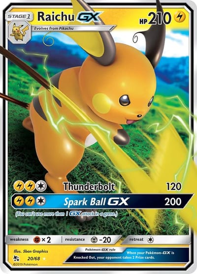 Raichu GX - Hidden Fates Nm