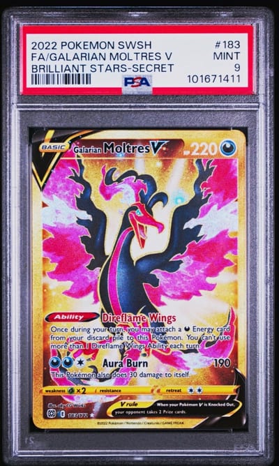 2022 POKEMON SWSH FA/GALARIAN MOLTRES V BRILLIANT STARS-SECRET PSA 9 (Slab Psa 9)