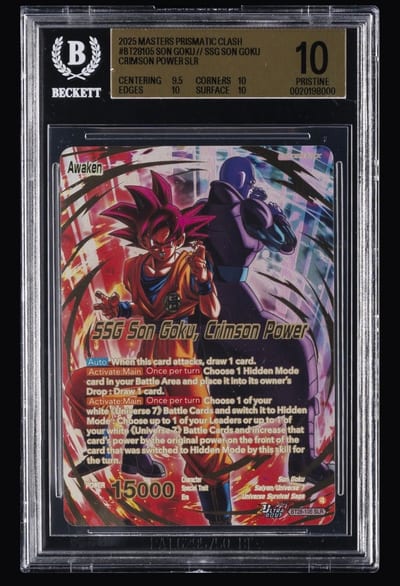 2025 MASTERS PRISMATIC CLASH #BT28105 SON GOKU // SSG SON GOKU CRIMSON POWER SLR (Slab BGS 10)