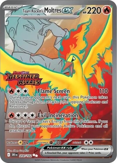 Team Rocket's Moltres ex - 208/182 (Destined Rivals Stamp) Nm