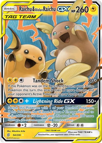 Raichu & Alolan Raichu GX - SM - Unified Minds Nm