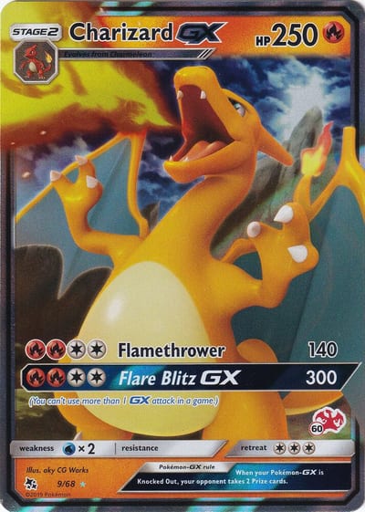 Charizard GX - 9/68 (#60 Charizard Stamped) - Battle Academy Nm