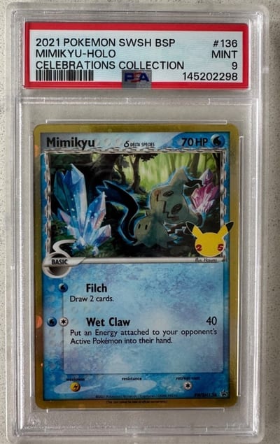 2021 POKEMON SWSH BSP MIMIKYU-HOLO CELEBRATIONS COLLECTION (Slab PSA 9)
