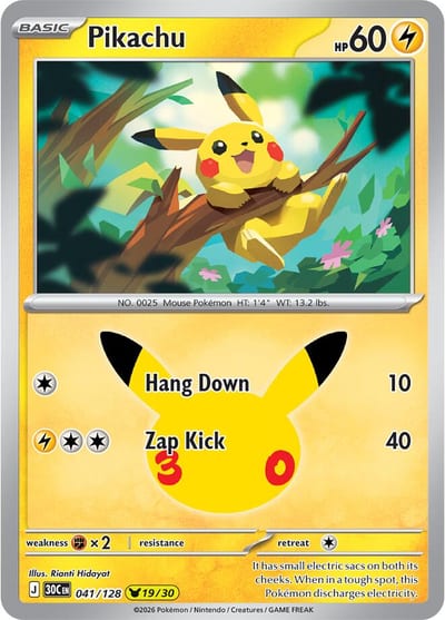Pikachu - 041/128 - ME: 30th Celebration Nm