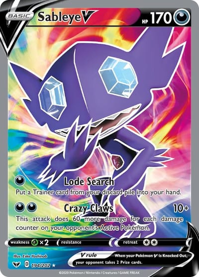 Sableye V (Full Art) - SWSH01: Sword & Shield Base Set Nm