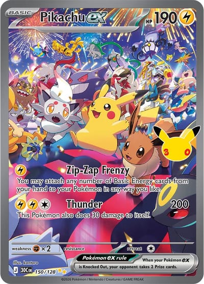 Pikachu ex 150/128 - 30th Celebrations