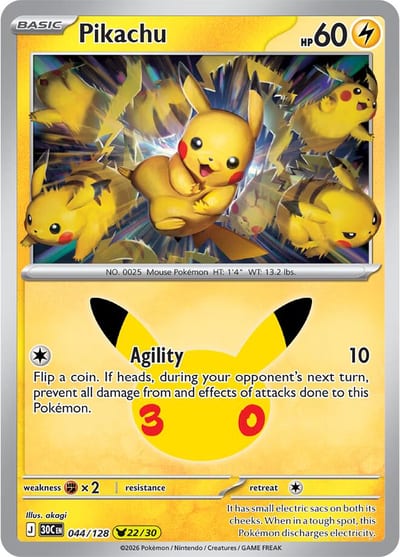 Pikachu - 044/128 - ME: 30th Celebration Nm