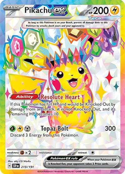 Pikachu ex - 219/191 - SV08: Surging Sparks Nm