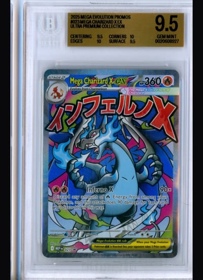 2025 POKEMON PROMOS MEGA EVOLUTION BLACK STAR #023 MEGA CHARIZARD X EX UPC BGS 9.5 (Slab BGS 9.5)
