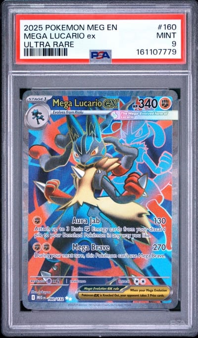 2025 POKEMON MEG EN MEGA LUCARIO EX ULTRA RARE PSA 9 (Slab PSA 9)