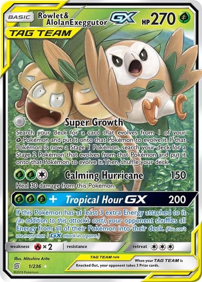 Rowlet & Alolan Exeggutor GX - SM - Unified Minds Nm