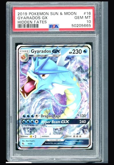 2019 POKEMON SUN & MOON GYARADOS GX HIDDEN FATES (Slab Psa 10)