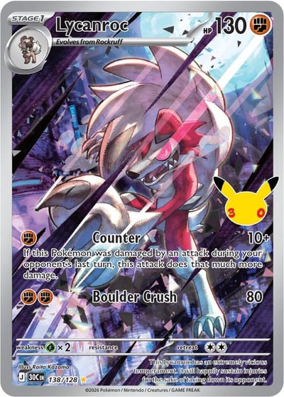 Lycanroc - 138/128 - ME: 30th Celebration Nm