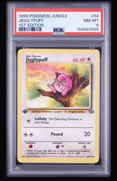 1999 POKEMON JUNGLE JIGGLYPUFF 1st EDITION PSA 8 (Slab Psa 8)
