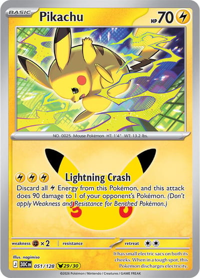 Pikachu - 051/128 - ME: 30th Celebration Nm