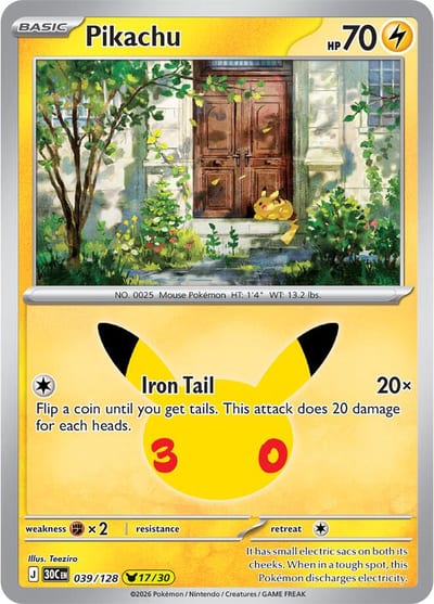 Pikachu - 039/128 - ME: 30th Celebration Nm