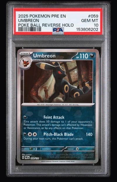 2025 POKEMON PRE EN UMBREON POKE BALL REVERSE HOLO PSA 10 (Slab Psa 10)