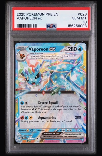 2025 POKEMON PRE EN VAPOREON EX PSA 10 (Slab Psa 10)